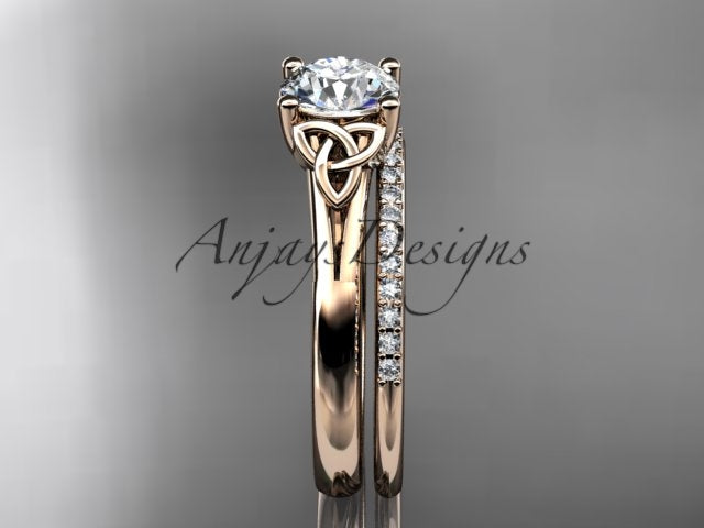 Rose gold Celtic engagement ring with 1.0 ct lab-grown diamond