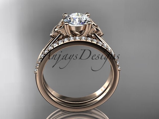 Modern trinity knot ring with diamond-accented band