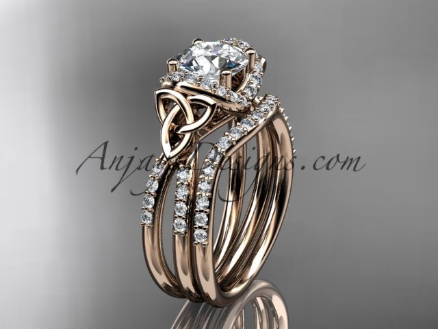 Celtic Trinity Knot engagement ring with 1 carat lab grown diamond