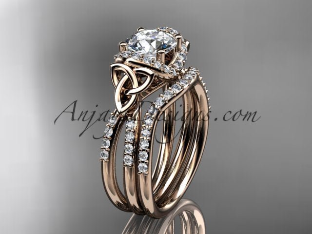Celtic Trinity Knot engagement ring with 1 carat lab grown diamond