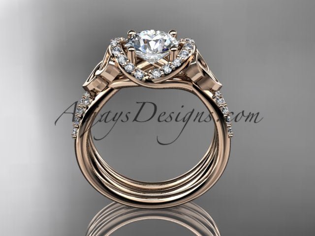 Celtic Trinity Knot engagement ring profile view