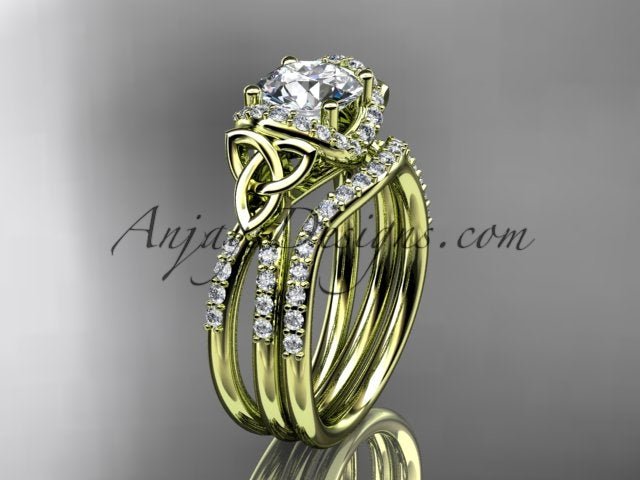 Celtic Trinity Knot ring detail with diamond setting