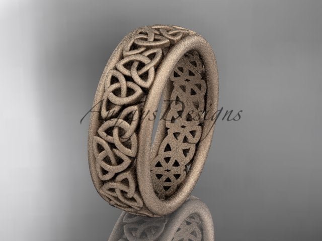 3/4 angle perspective of handcrafted 14K white gold Celtic engagement band CT7163G