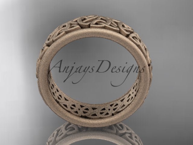Studio lighting showcasing cool 14K white gold tone and matte finish on Celtic ring CT7163G