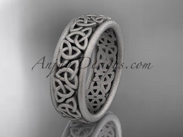 14K White Gold Women's Celtic Trinity Knot Matte Finish Wedding Band CT7163G by AnjaysDesigns