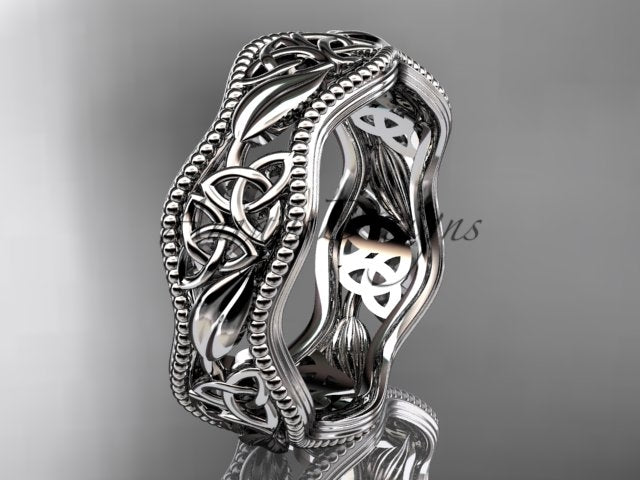 Three-quarter angle perspective of openwork 14K white gold Celtic band CT7190G
