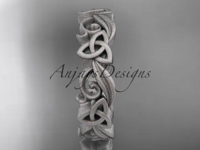 AnjaysDesigns presentation jewelry box with 14K yellow gold matte finish diamond Celtic ring CT7191B