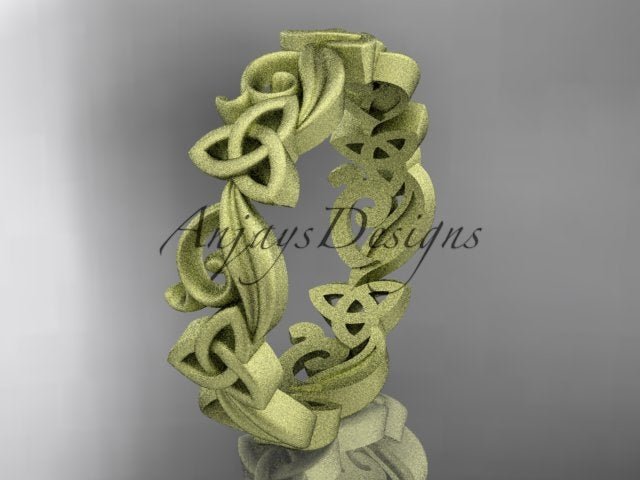 14K Yellow Gold Women's Matte Finish Diamond Celtic Trinity Knot Wedding Band CT7191B by AnjaysDesigns