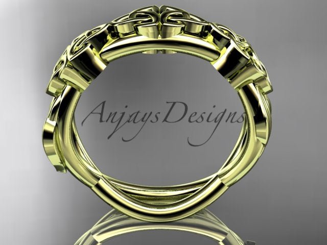 USA-made 14K rose gold Celtic trinity knot and leaf pattern ring CT7204G by AnjaysDesigns