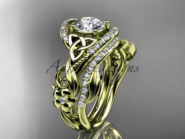 CT7211S 14K yellow gold Celtic trinity knot lab-grown diamond ring