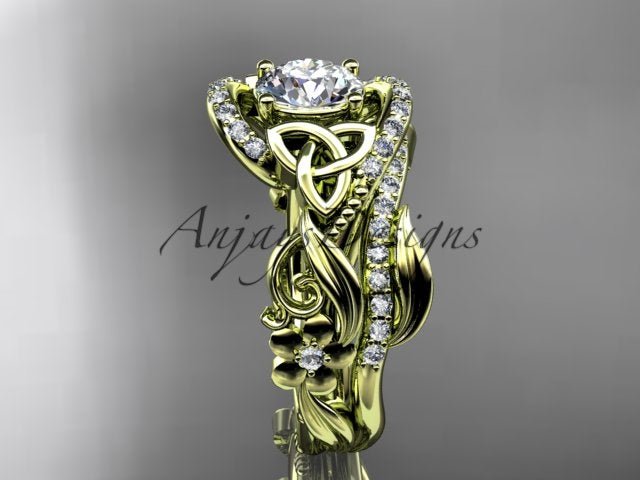 Side profile of the yellow gold trinity knot engagement ring