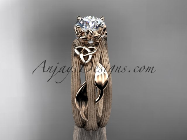 Celtic Knot engagement ring close-up with lab grown diamond