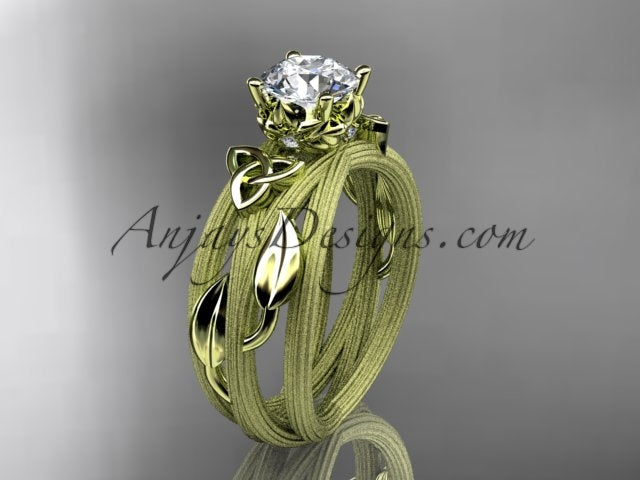 Celtic diamond engagement ring side view