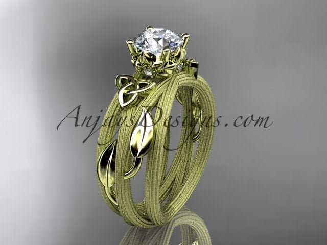 Celtic diamond engagement ring side view