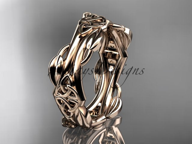 Three-quarter studio lighting shot highlighting the polished 14K rose gold metalwork