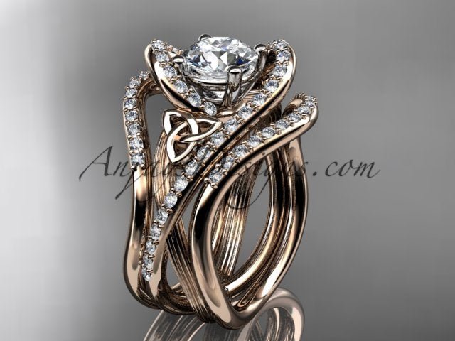 Celtic engagement ring with 1 carat round lab grown diamond