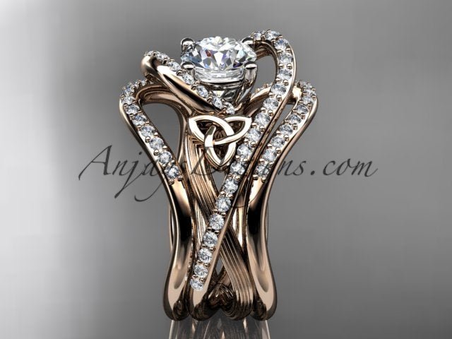 Celtic Trinity Knot ring with diamond accented bands