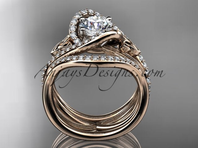 Celtic bridal set with 1 carat D VS1 lab grown diamond