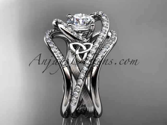 Celtic Trinity Knot Three-Ring Bridal Set – Matching Diamond Bands