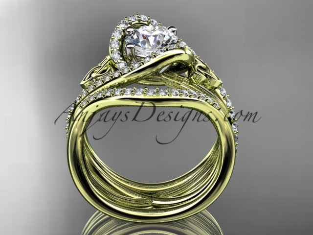 Celtic Trinity Knot diamond bridal set by AnjaysDesigns