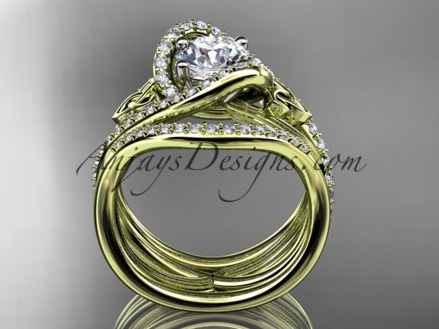 1. Original Celtic Trinity Knot three-ring bridal set by AnjaysDesigns