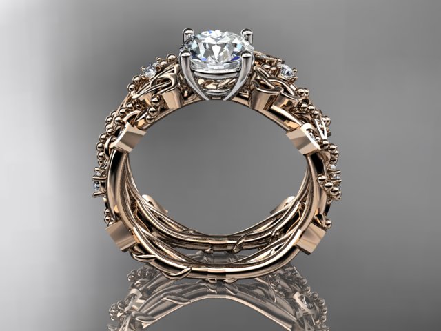 Nature Inspired Celtic Bridal Set – Engagement Ring & Wedding Band