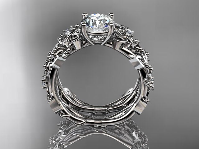 Nature Inspired Celtic Bridal Set – Engagement Ring & Wedding Band
