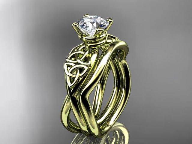Celtic Trinity Knot bridal set with 1 carat lab grown diamond