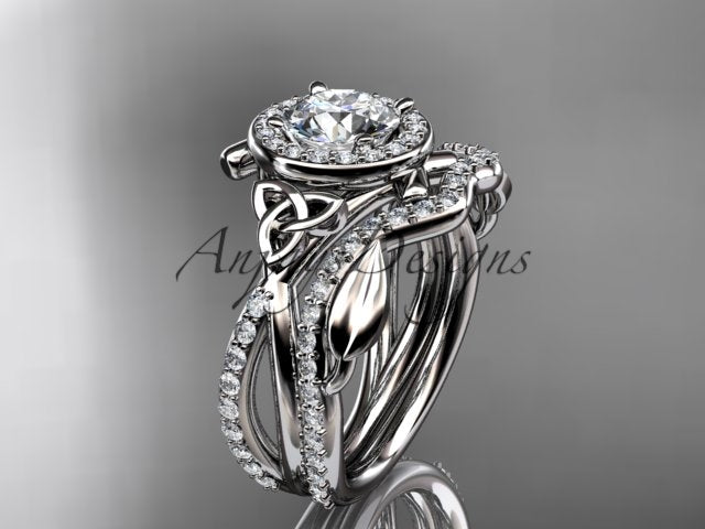 Celtic bridal set side view with matching wedding band
