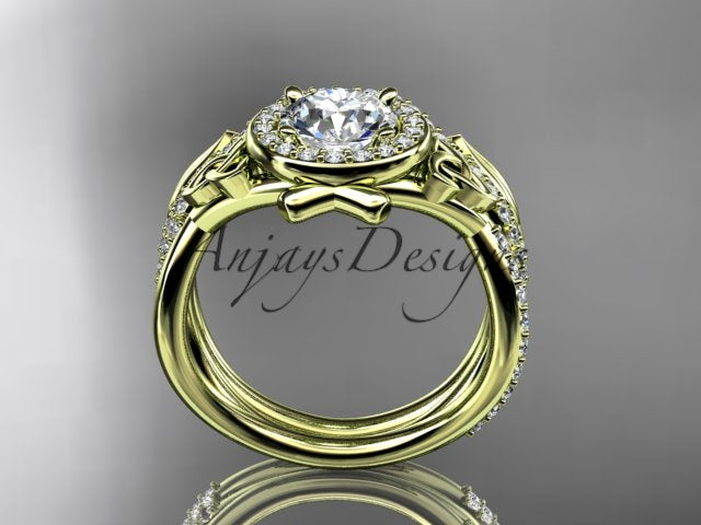Celtic bridal set with round lab grown diamond and accent diamonds