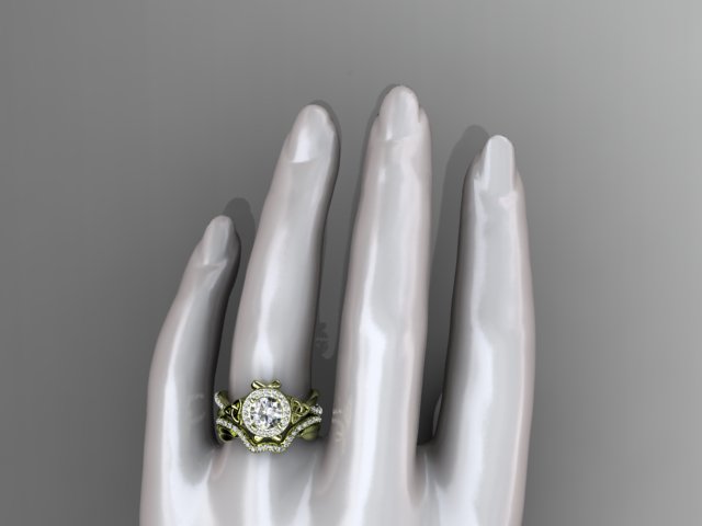 Celtic engagement ring set with organic flowing details