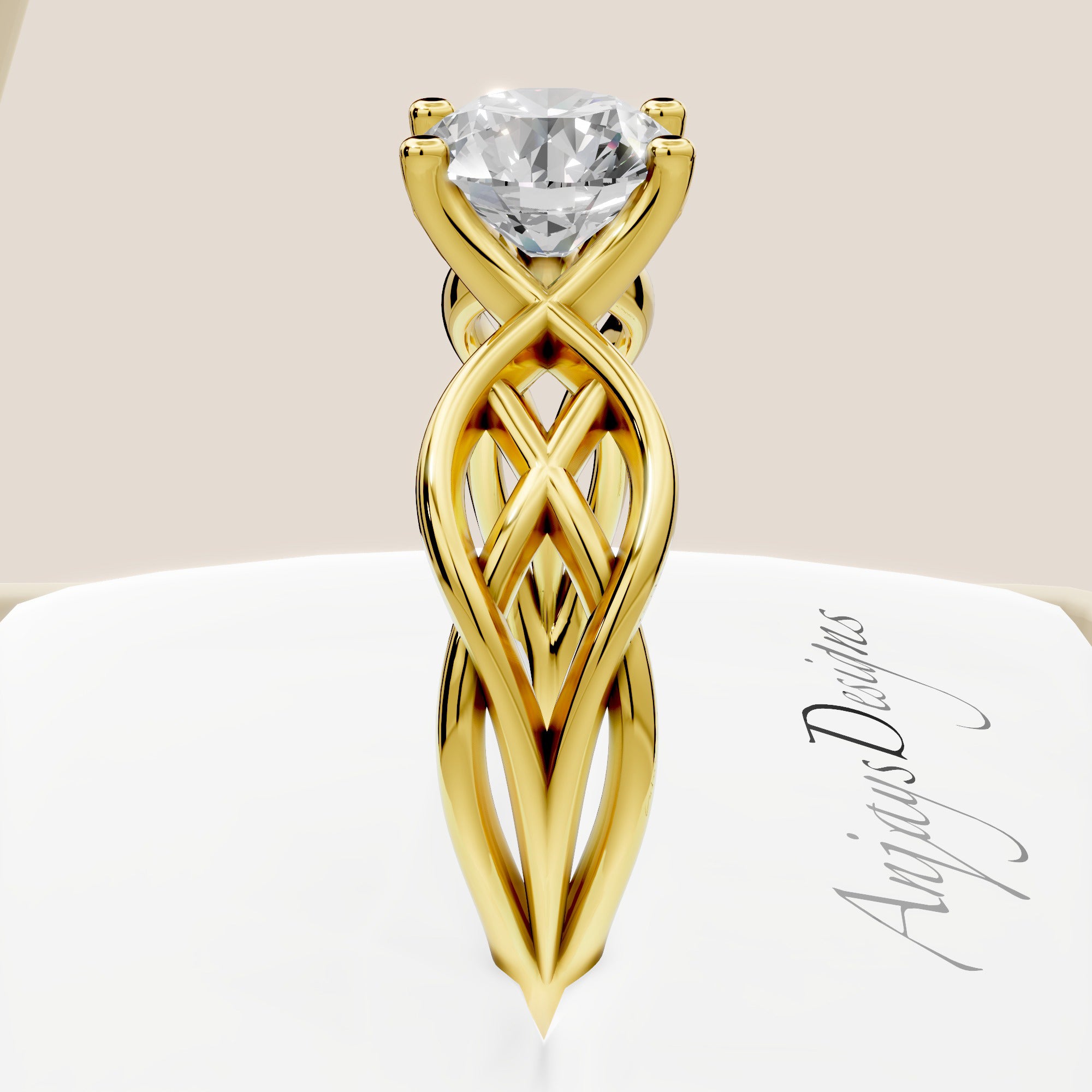Celtic Engagement Ring 1 CT Round Lab Created Diamond Solitaire Ring