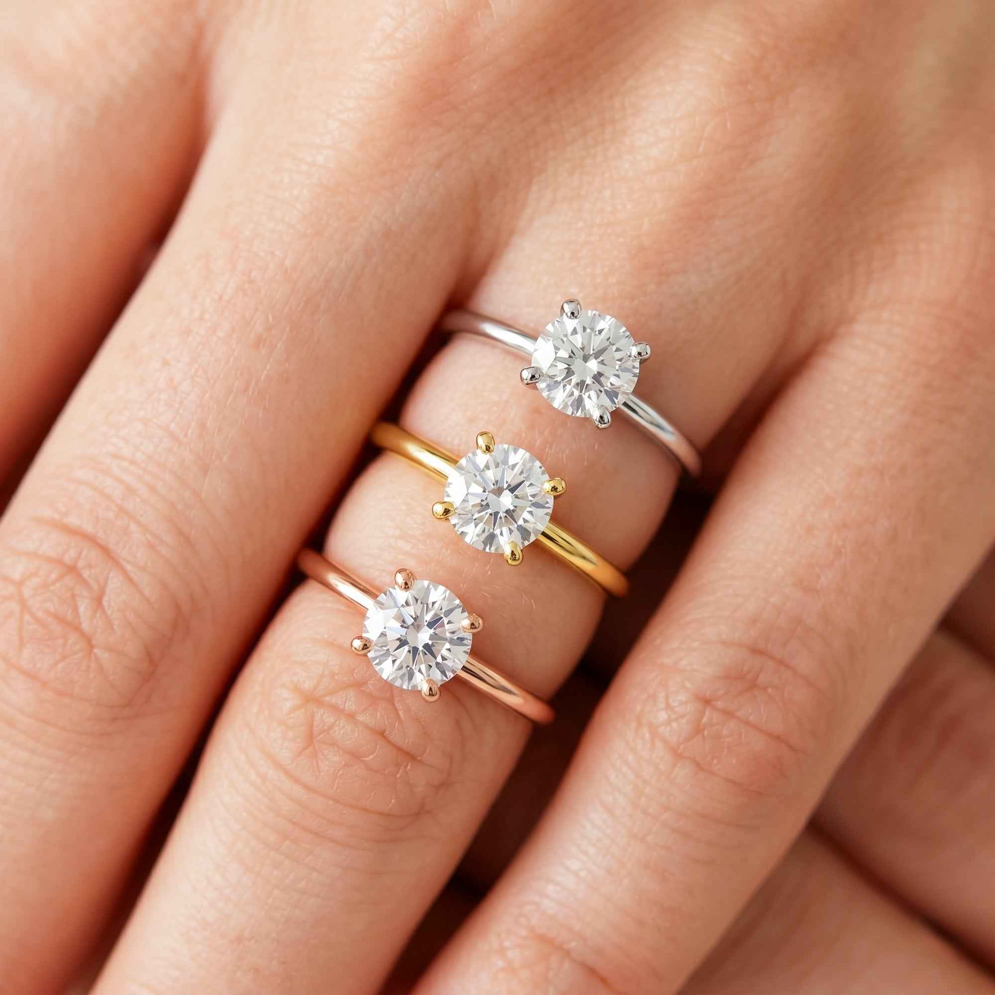 1 Carat Round Lab Grown Diamond Ring Minimalist Solitaire 4 Prongs Dainty Ring Round Diamond Engagement Ring
