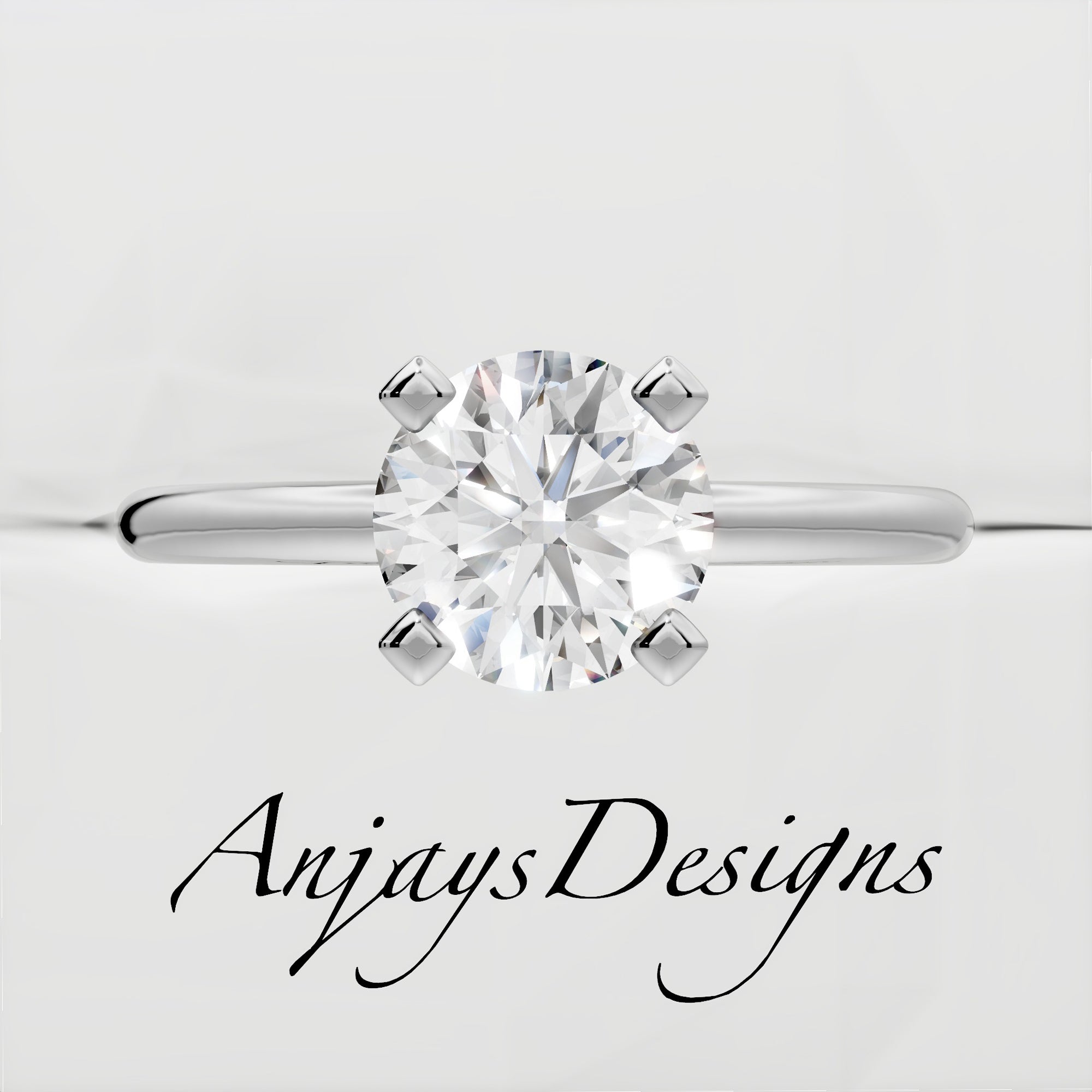 1 Carat Round Lab Grown Diamond Ring Minimalist Solitaire 4 Prongs Dainty Ring Round Diamond Engagement Ring
