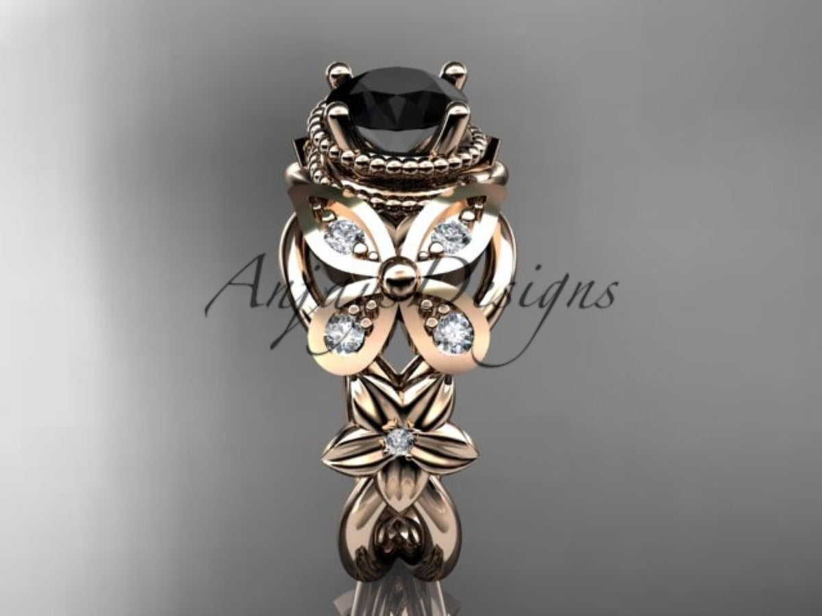 Close-up of the butterfly design and diamond accents