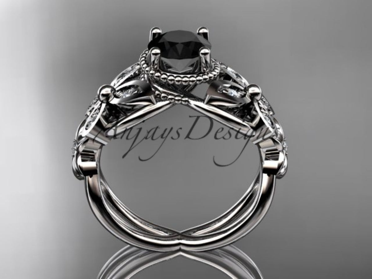 Butterfly motif on the ADLR136 black diamond ring