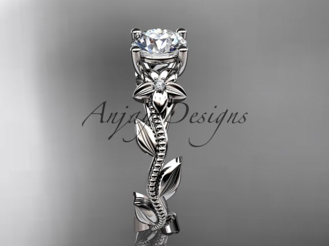 1 Carat Round Diamond Flower Engagement Ring Lab Grown Diamond Floral Ring IGI Certified Nature Inspired Ring