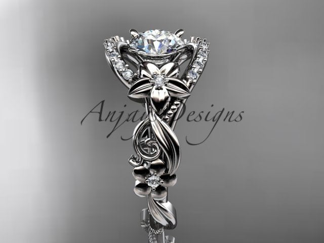 Flower Engagement Ring Nature Inspired Wedding Ring 1 Carat Lab Grown Diamond Ring IGI Certified - AnjaysDesigns