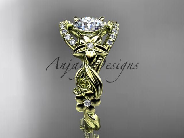 Flower Engagement Ring Nature Inspired Wedding Ring 1 Carat Lab Grown Diamond Ring IGI Certified - AnjaysDesigns