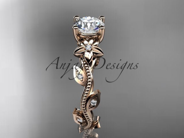 1 Carat Diamond Nature Inspired Flower Engagement Ring - AnjaysDesigns
