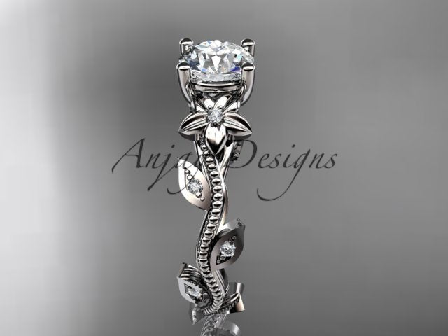 1 Carat Diamond Nature Inspired Flower Engagement Ring - AnjaysDesigns