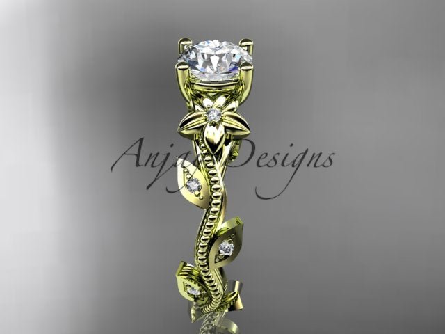 1 Carat Diamond Nature Inspired Flower Engagement Ring - AnjaysDesigns