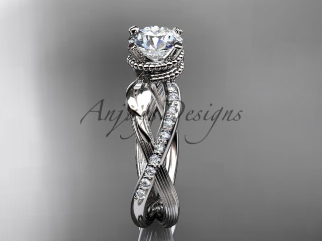 Leaf Diamond Engagement Ring Nature Inspired Wedding Ring 1 Carat Lab Grown Diamond IGI Certified - AnjaysDesigns
