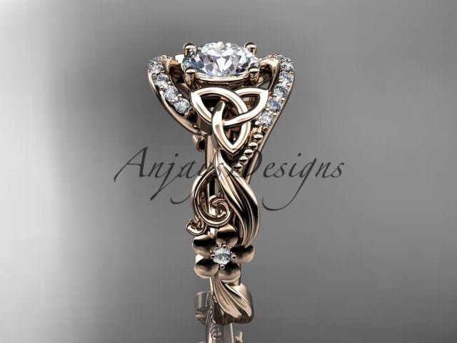 1 Carat Diamond Celtic Engagement Ring Trinity Knot Wedding Ring Nature Inspired IGI Certified - AnjaysDesigns