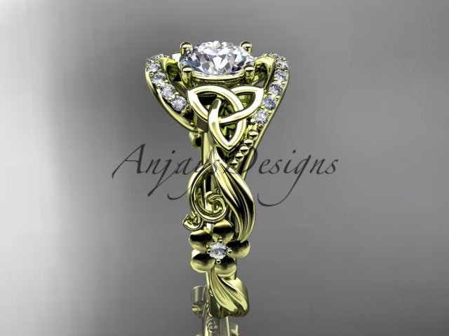 1 Carat Diamond Celtic Engagement Ring Trinity Knot Wedding Ring Nature Inspired IGI Certified - AnjaysDesigns