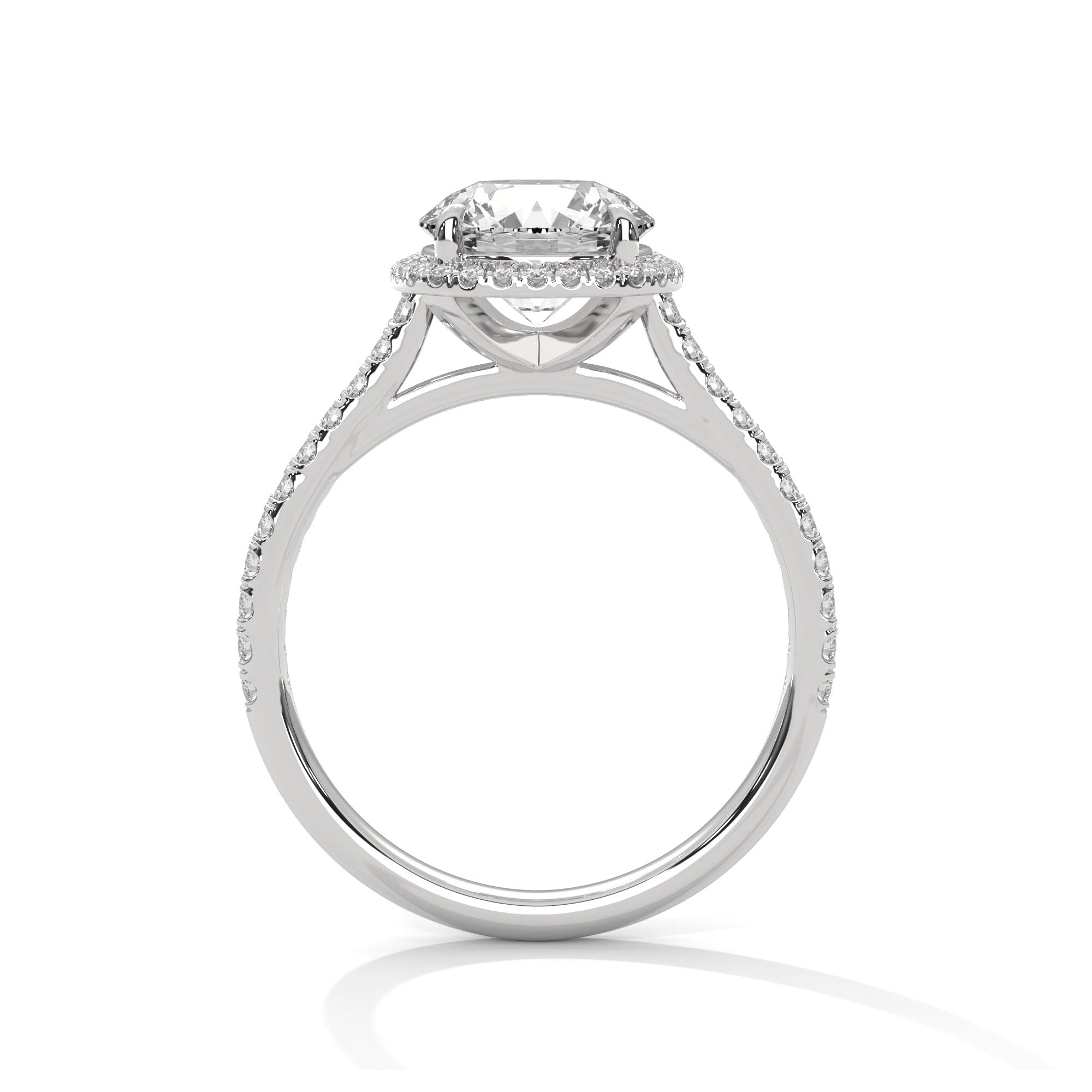 2 Carat Round Cut Lab Grown Diamond Halo Engagement Ring 4 Prong Eagle Claw Ring
