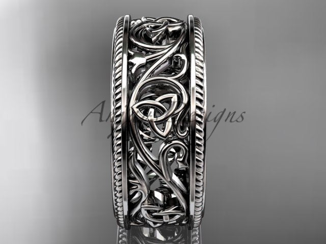 Celtic Wedding Band Trinity Knot Women's Ring Irish Knot Wedding Band Nature Inspired Bridal Ring - AnjaysDesigns