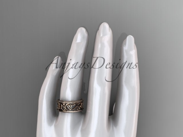 Celtic Wedding Band Trinity Knot Women's Ring Irish Knot Wedding Band Nature Inspired Bridal Ring - AnjaysDesigns