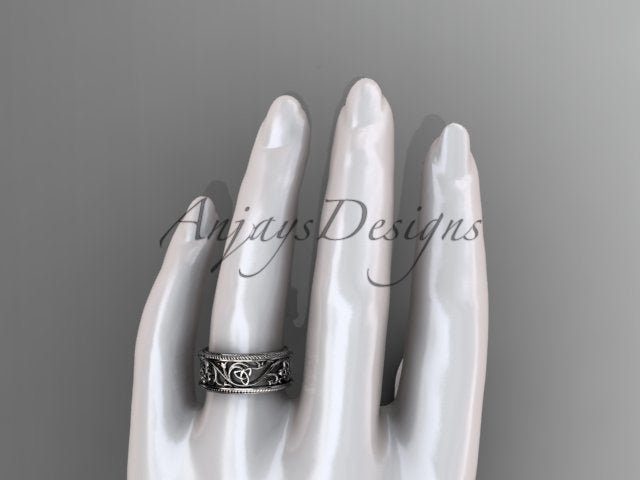Celtic Wedding Band Trinity Knot Women's Ring Irish Knot Wedding Band Nature Inspired Bridal Ring - AnjaysDesigns