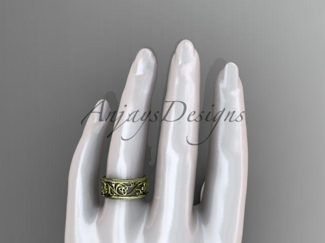 Celtic Wedding Band Trinity Knot Women's Ring Irish Knot Wedding Band Nature Inspired Bridal Ring - AnjaysDesigns
